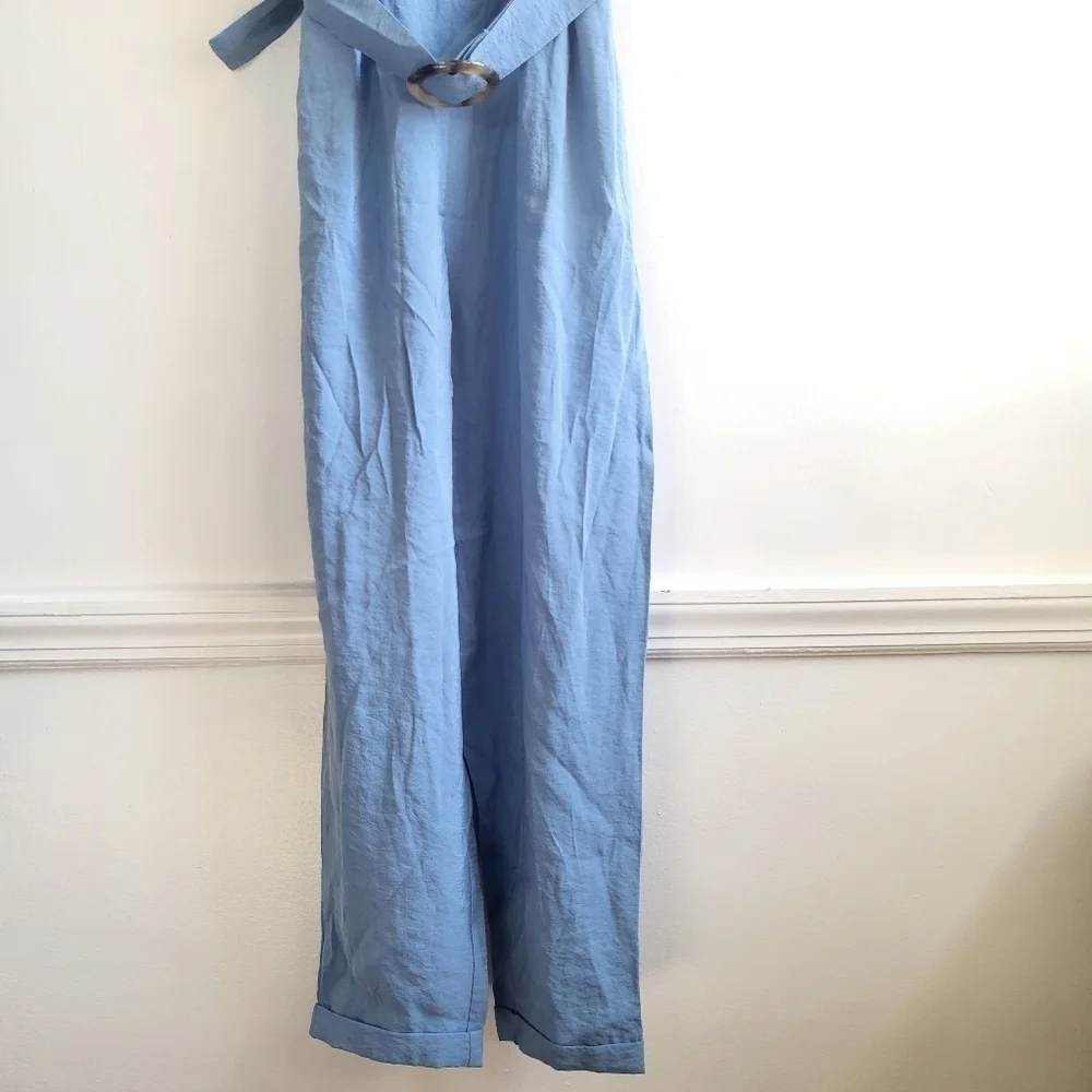New Zara Soft Belted Blue Jumpsuit NWT Size Small